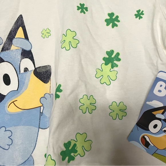 St. Patrick’s Day Bluey ringer Short Sleeve Graphic Tee Girls Boys XS NWT - Picture 4 of 12